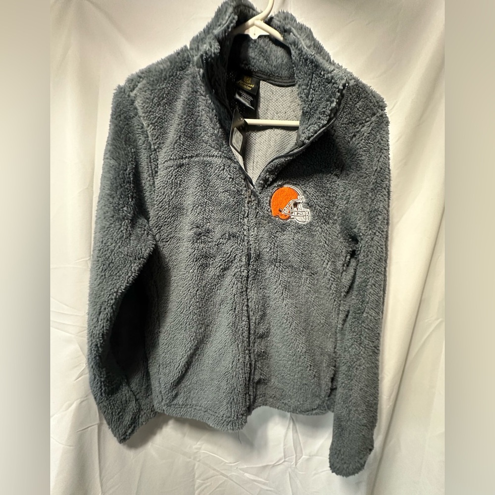 NFL Team Apparel Cleveland Browns Juniors Teen Girls Full-Zip Sherpa Jacket Coat